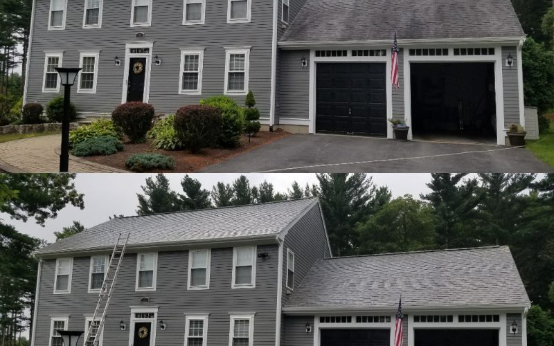 Collage before and after roof