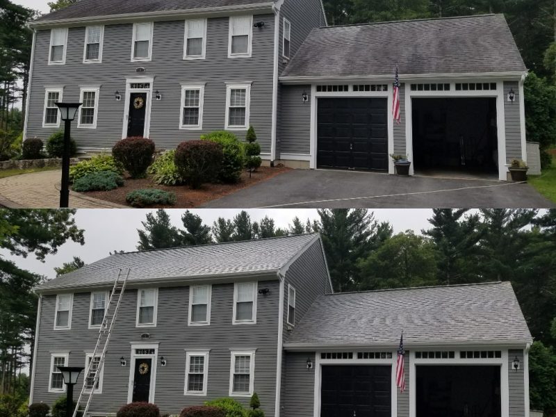 Collage before and after roof